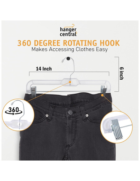 Perchas Centrales Paquete de 12 Transparentes 35.56 cm con Clip