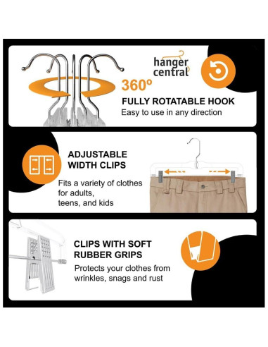 Perchas Centrales Paquete de 12 Transparentes 35.56 cm con Clip