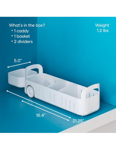 Carro de Almacenamiento Rodante YouCopia 5 cm Ajustable Blanco