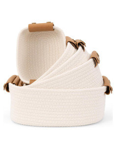 Conjunto de 5 Cestas de Almacenamiento ZICOTOs Beige Algodón