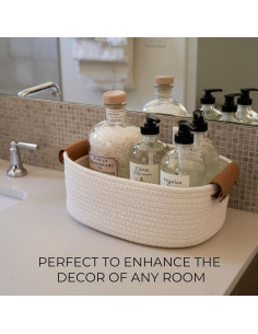 Conjunto de 5 Cestas de Almacenamiento ZICOTOs Beige Algodón 2