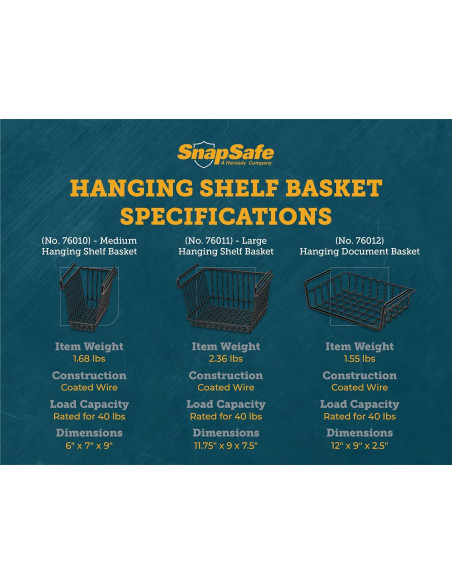 Cesta de Documentos Colgante SnapSafe 76012 - Almacenamiento Fácil