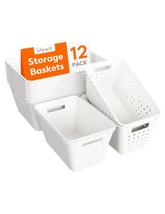 Cestas de Almacenamiento Apilables Lifewit - 12 Piezas, Plástico Blanco