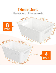Cestas de Almacenamiento Apilables Lifewit - 12 Piezas, Plástico Blanco 2