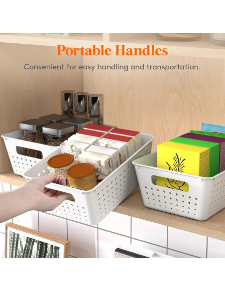 Cestas de Almacenamiento Apilables Lifewit - 12 Piezas, Plástico Blanco