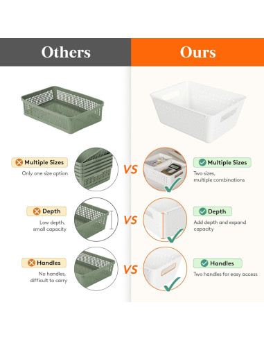 Cestas de Almacenamiento Apilables Lifewit - 12 Piezas, Plástico Blanco