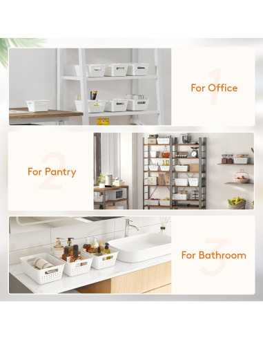 Cestas de Almacenamiento Apilables Lifewit - 12 Piezas, Plástico Blanco