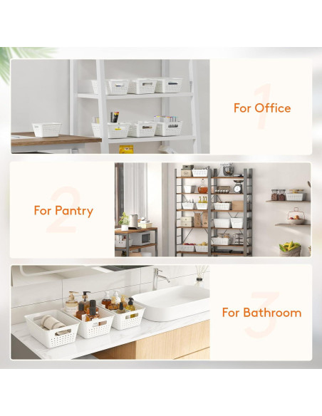 Cestas de Almacenamiento Apilables Lifewit - 12 Piezas, Plástico Blanco