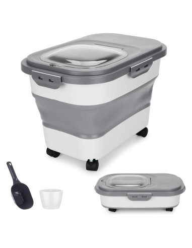 Contenedor de Alimentos para Mascotas Elanwalk 20L Plegable Gris