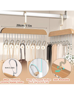 Perchas Antideslizantes Gloserin 2 Pcs con 8 Ganchos 360 2