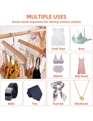 Perchas Antideslizantes Gloserin 2 Pcs con 8 Ganchos 360