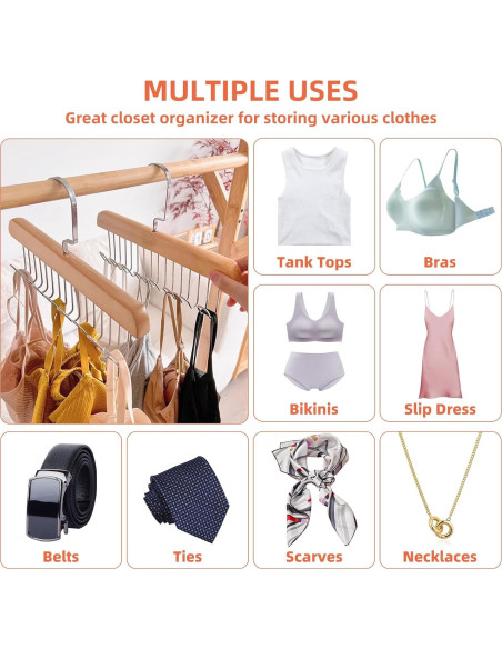 Perchas Antideslizantes Gloserin 2 Pcs con 8 Ganchos 360