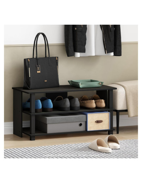 Estante para zapatos Furinno Turn-N-Tube 3 niveles 80 cm Espresso/Negro