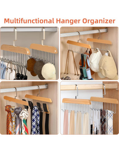 Perchas Antideslizantes Gloserin 2 Pcs con 8 Ganchos 360