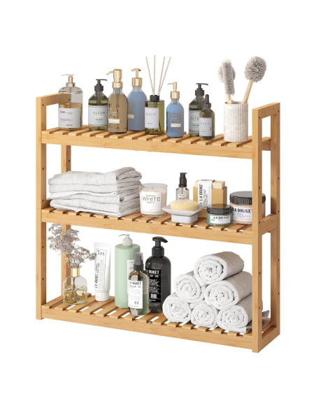 Estante Organizador de Bambú FILWH 3 Niveles Ajustable Natural