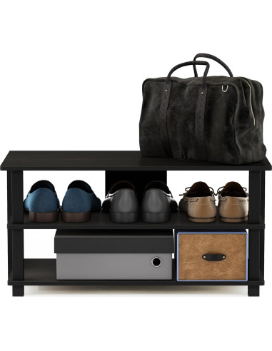 Estante para zapatos Furinno Turn-N-Tube 3 niveles 80 cm Espresso/Negro
