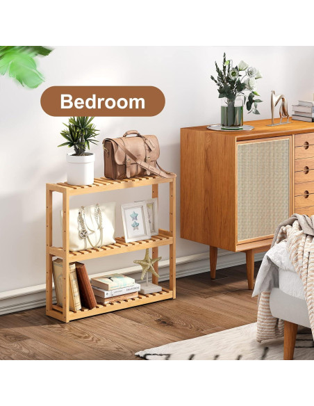 Estante Organizador de Bambú FILWH 3 Niveles Ajustable Natural