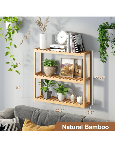 Estante Organizador de Bambú FILWH 3 Niveles Ajustable Natural