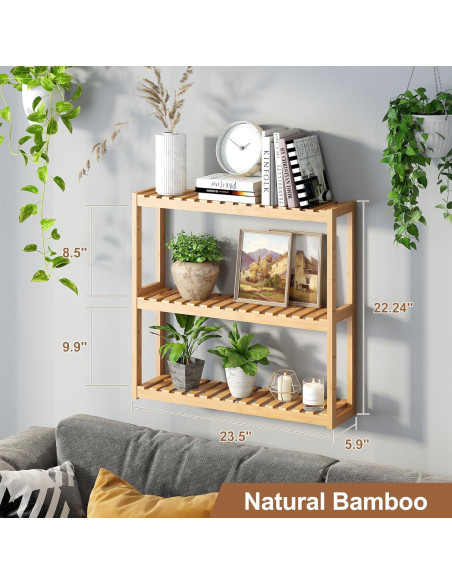 Estante Organizador de Bambú FILWH 3 Niveles Ajustable Natural