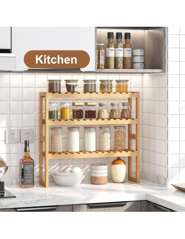 Estante Organizador de Bambú FILWH 3 Niveles Ajustable Natural