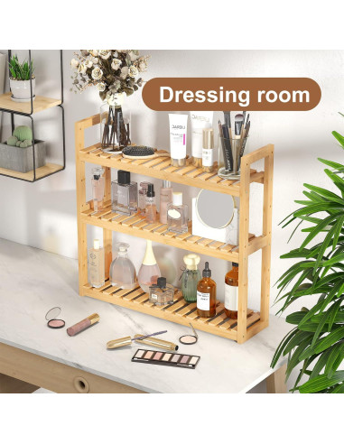 Estante Organizador de Bambú FILWH 3 Niveles Ajustable Natural