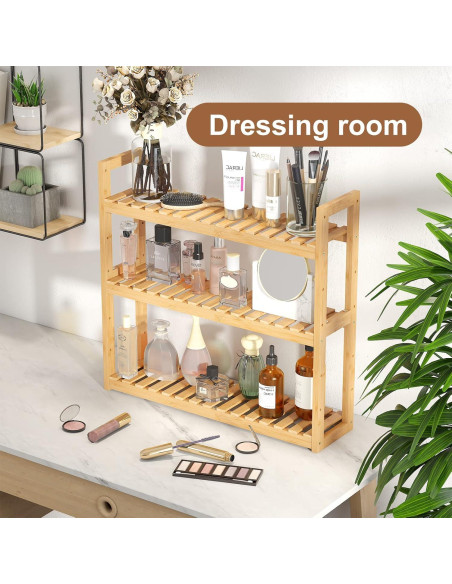Estante Organizador de Bambú FILWH 3 Niveles Ajustable Natural