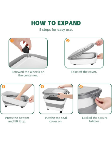 Contenedor de Alimentos para Mascotas Elanwalk 20L Plegable Gris