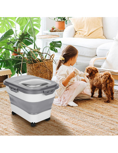 Contenedor de Alimentos para Mascotas Elanwalk 20L Plegable Gris