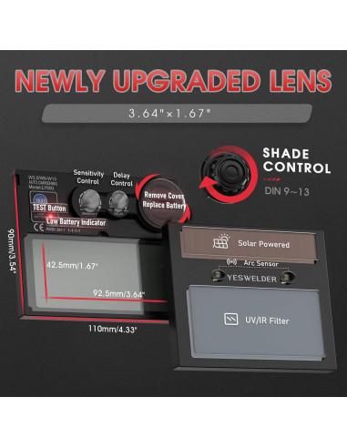 Casco de Soldadura YESWELDER LYG-L600A con Oscurecimiento Automático