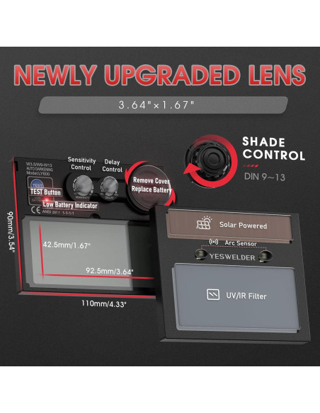 Casco de Soldadura YESWELDER LYG-L600A con Oscurecimiento Automático