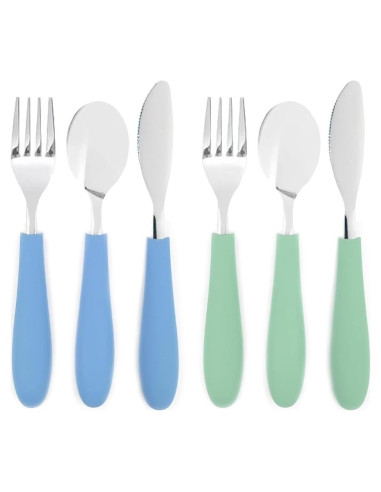 Cubiertos para Niños Elk y Amigos - 6 Piezas con Mango de Silicona