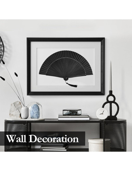 Abanico Plegable KEZKALS Negro 21 cm Seda y Bambú