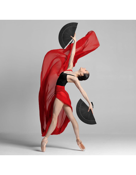 Abanico Plegable KEZKALS Negro 21 cm Seda y Bambú