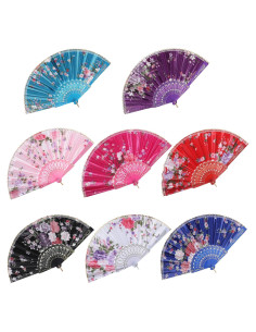Abanicos Plegables Florales BABEYOND 8 Piezas Rosa China