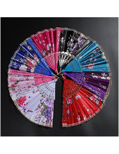 Abanicos Plegables Florales BABEYOND 8 Piezas Rosa China