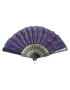 Abanico Plegable InnoLife Pavo Real Bordado Colorido 43 cm