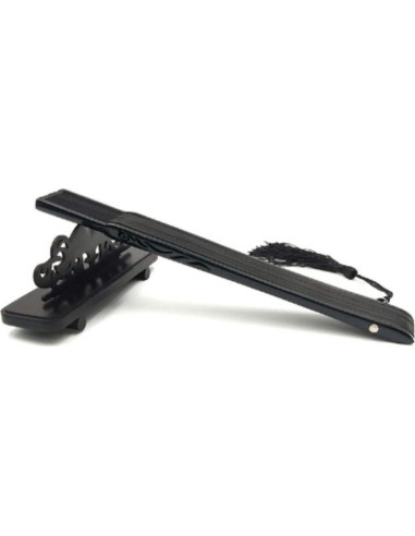 Abanico Plegable de Bambú y Seda Negro Vintage 21cm