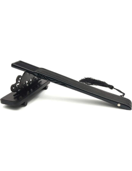 Abanico Plegable de Bambú y Seda Negro Vintage 21cm