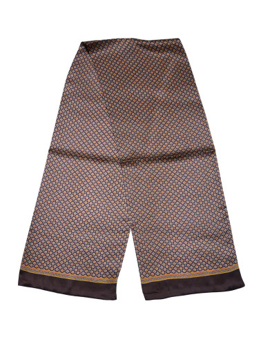 Bufanda de Seda 100% Ellettee 28x160 cm Marrón Anillo Blanco