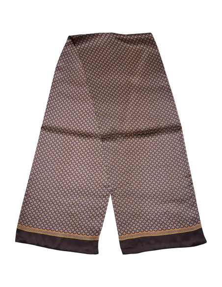 Bufanda de Seda 100% Ellettee 28x160 cm Marrón Anillo Blanco