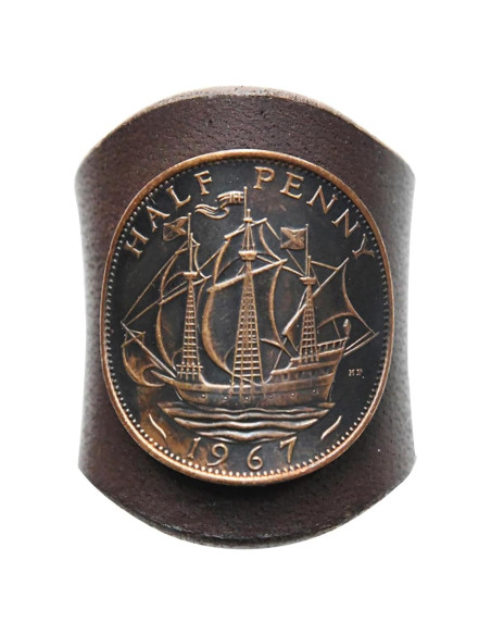 Anillo de Bufanda Cuadrada ETACHI para Hombres - Cuero y Moneda