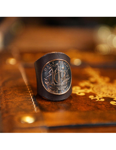 Anillo de Bufanda Cuadrada ETACHI para Hombres - Cuero y Moneda