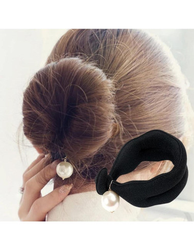 3 Piezas Hacedor de Moño Esponja Negra con Perla - 23.2cm