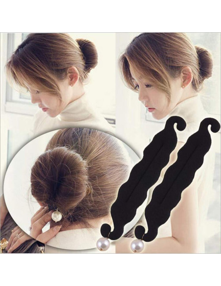 3 Piezas Hacedor de Moño Esponja Negra con Perla - 23.2cm