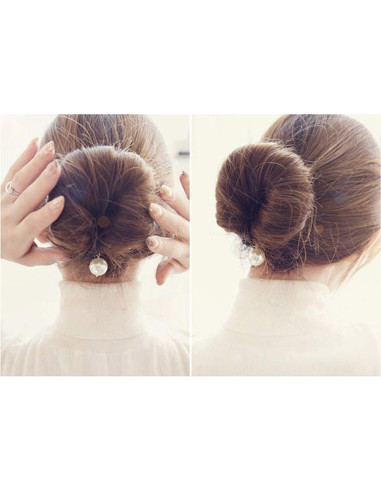 3 Piezas Hacedor de Moño Esponja Negra con Perla - 23.2cm