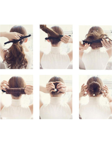 3 Piezas Hacedor de Moño Esponja Negra con Perla - 23.2cm