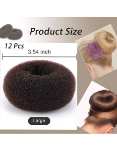 12 Piezas Hacedor de Moño Donut Aetomtins 9 cm Accesorios 2