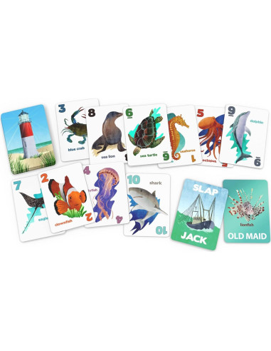 Juego de Cartas Go Fish Océanos Indómitos - Arizona GameCo - 3 Juegos en 1