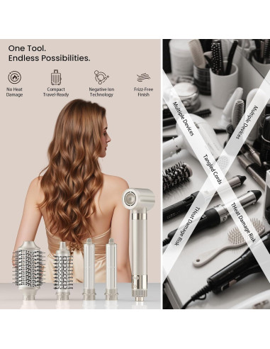 Estilizador de Aire Caliente 5 en 1 MESCOMB F16 - Secador y Rizador