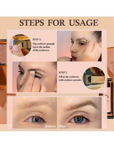 Kit de Cejas Impermeable Oulac 2 en 1 Rubio Dorado 3.2g